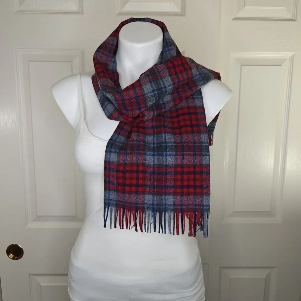 Vintage Pendleton plaid fringed 100% virgin wool scarf